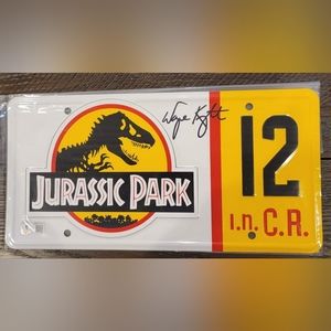 Jurassic Park License Plate signed by Wayne Knight.